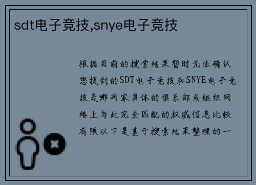 sdt电子竞技,snye电子竞技